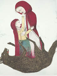 Born (detail), 2002. Kiki Smith (American, b. 1954). Color lithograph; 172.9 x 142.5 cm. The Cleveland Museum of Art, Gift of Agnes Gund and Daniel Shapiro 2004.34.