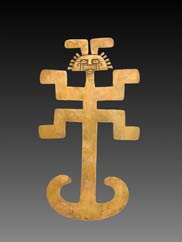 Figural Pendant, AD 1–800. Isthmian Region (Colombia), Tolima region. Gold, cast and hammered; 29.4 x 16.2 x 1 cm. Severance and Greta Millikin Fund 2015.1. 