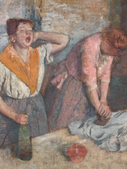 painting of women yawning and ironing