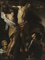 The Crucifixion of Saint Andrew (detail), 1606–7. Michelangelo Merisi da Caravaggio (Italian, 1573–1610). Oil on canvas; 202.5 x 152.7 cm.  Leonard C. Hanna Jr. Fund 1976.2
