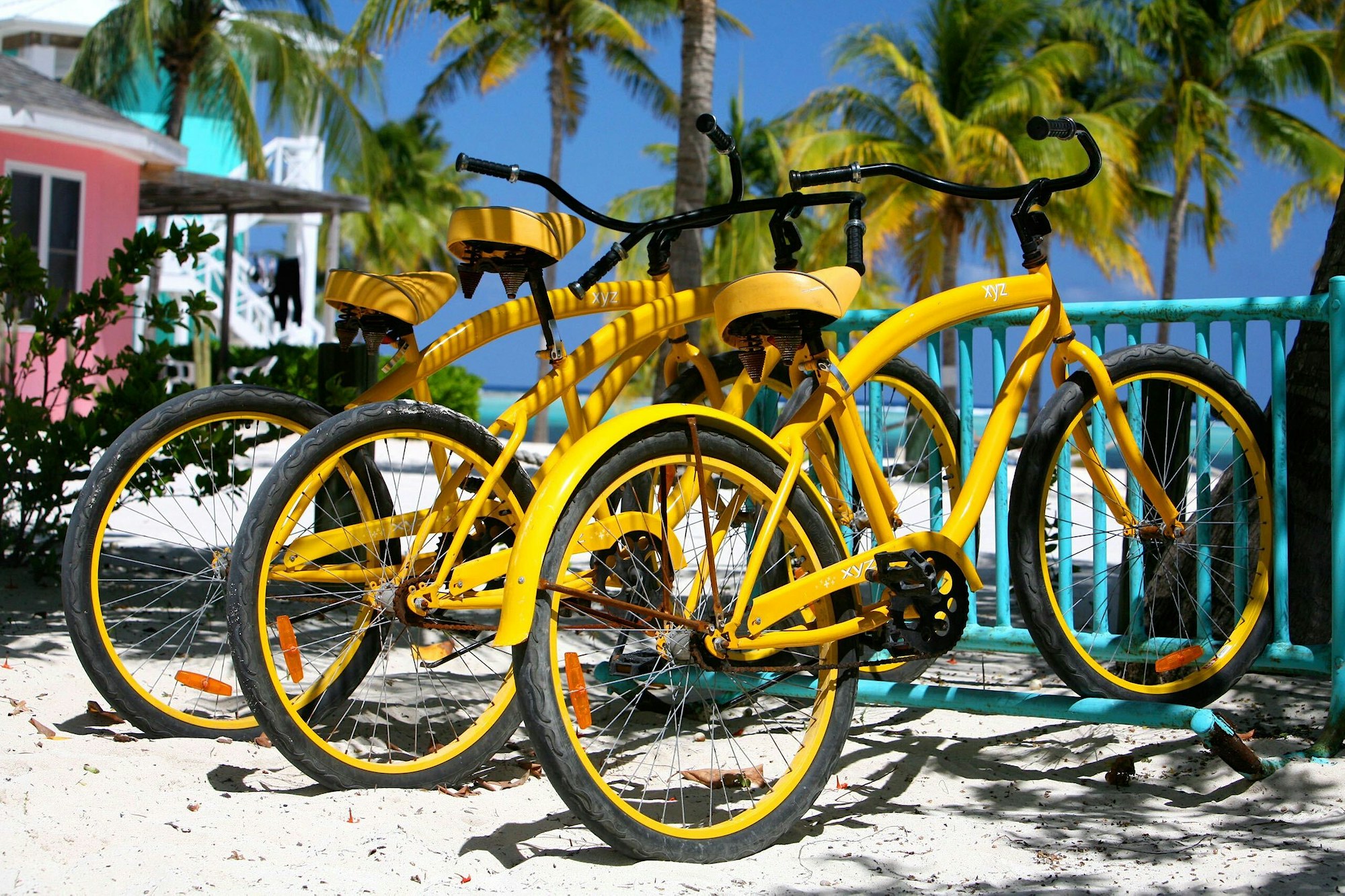 Colourful bikes rack