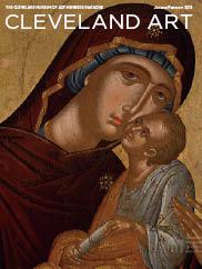 Tempera and gold on wood of Icon of the Mother of God and the Infant Christ (Virgin Eleousa) on the magazine cover