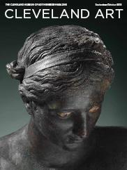 Detail of the head of a bronze sculpture  of Apollo the Python Slayer Attributed to Praxiteles on the magazine cover