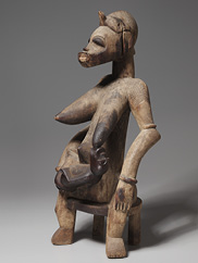 Mother-and-Child Figure, 1800s-1900s. Africa, Guinea Coast, Ivory Coast, Senufo people. Wood; h: 63.6 cm. James Albert and Mary Gardiner Ford Memorial Fund 1961.198