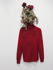 Sister, 2011. Anicka Yi (Korean, b. 1971). Tempura-fried flowers, cotton turtleneck; dimensions variable. Collection Jay Gorney and Tom Heman, New York.